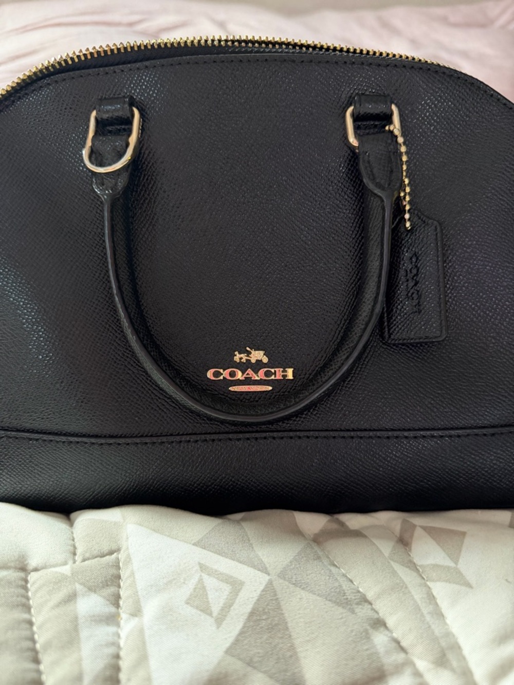 COACH Black Leather Dome Small Satchel - Classic Women's Handbag